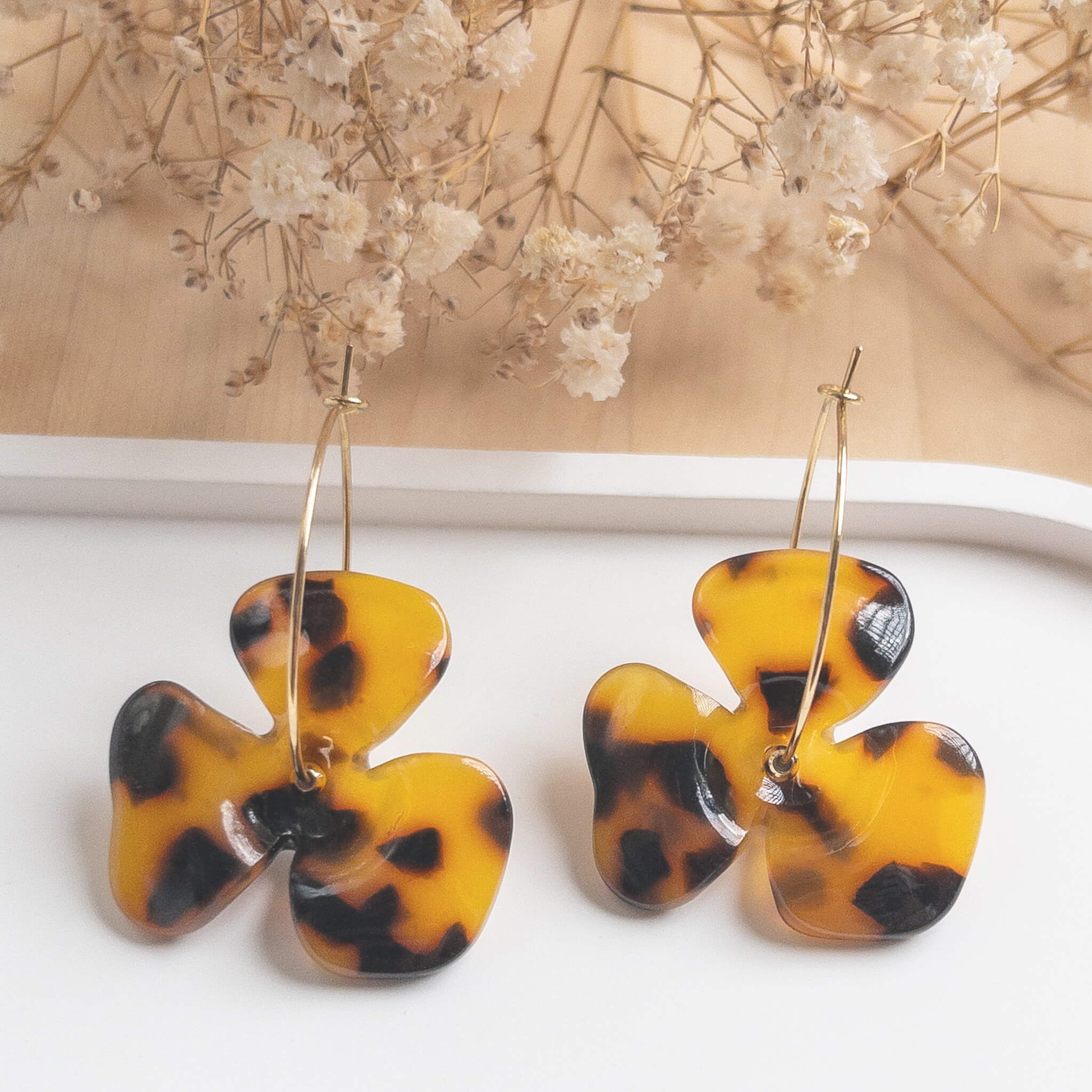 Boucles d'oreilles Sybille - Ecaille jaune