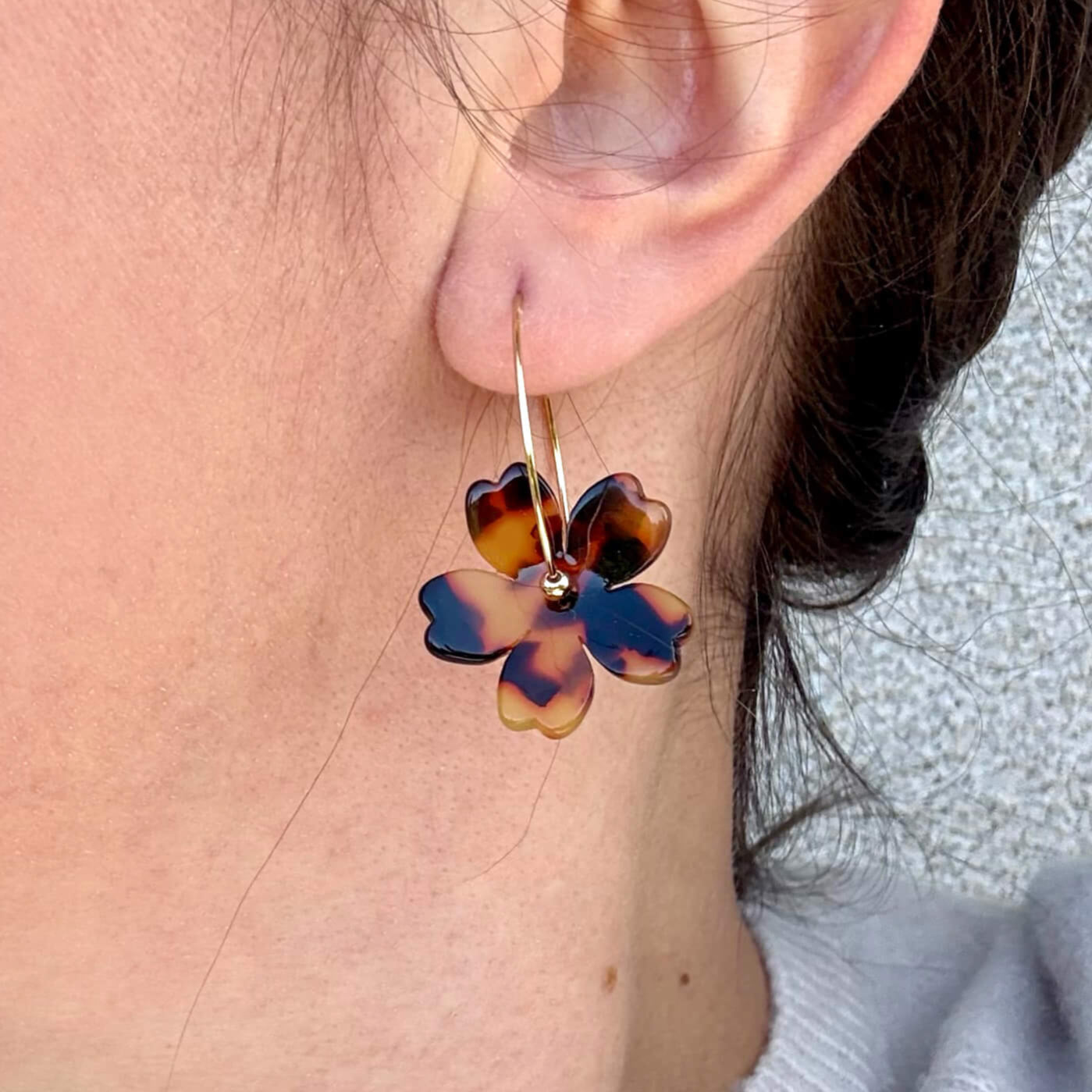 Boucles d'oreilles Rosa - Ecaille jaune