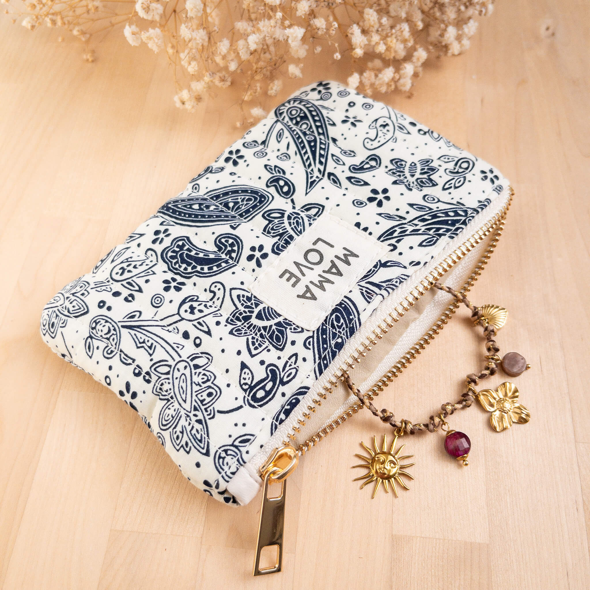 Pochette à bijoux - motif cachemire - Blanc - Numette