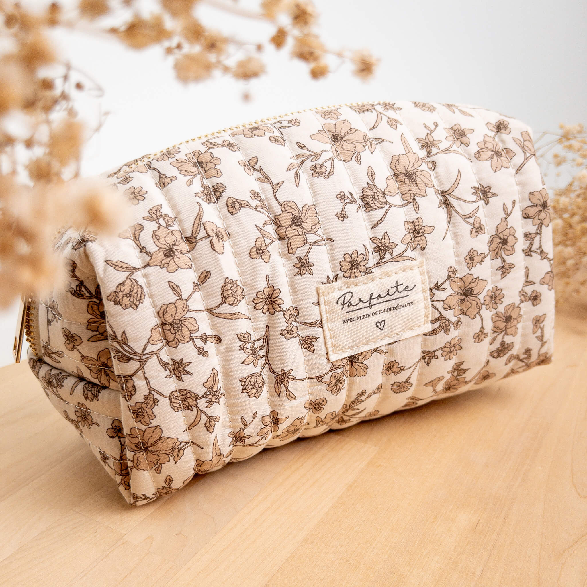 Trousse de toilette - Imprimé fleurs - Blanc - Numette
