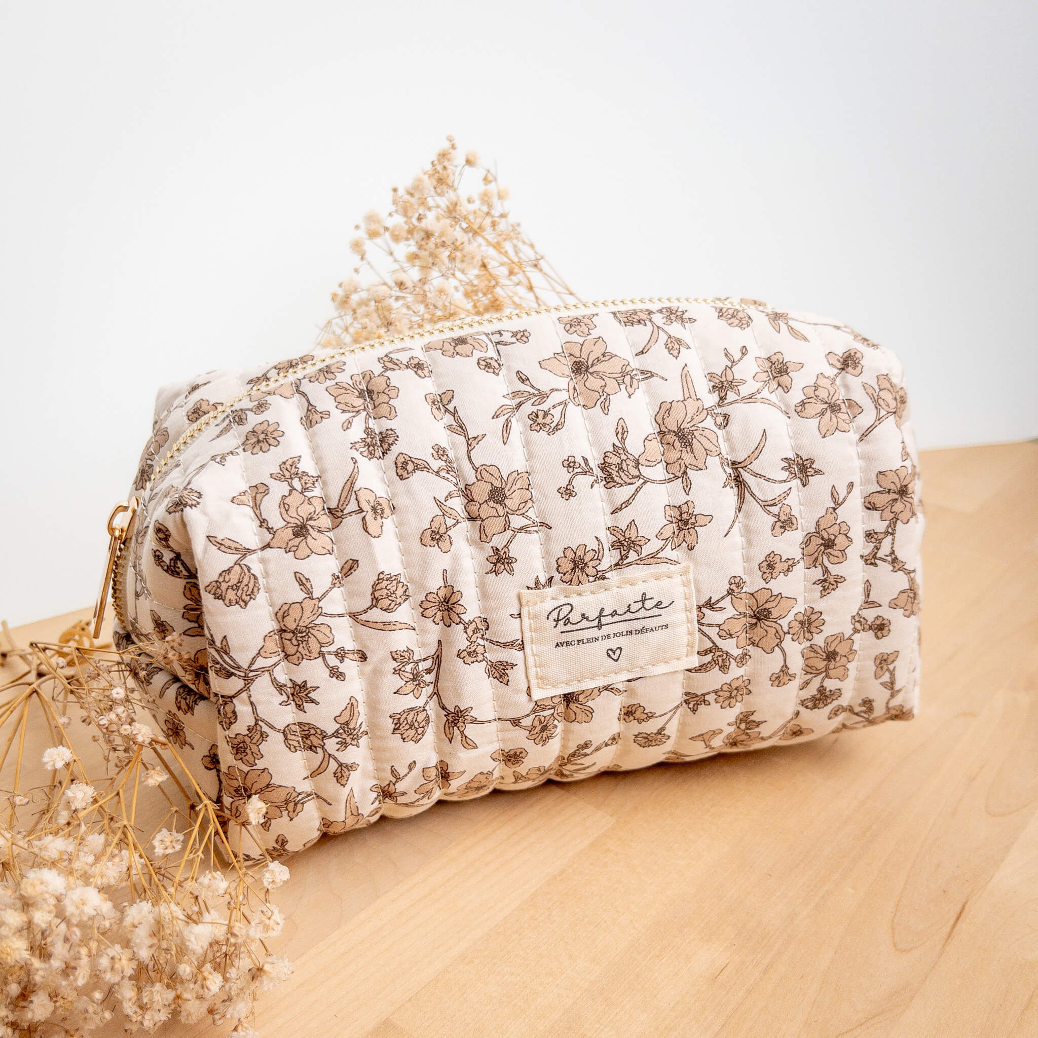 Trousse de toilette - Imprimé fleurs - Blanc - Numette